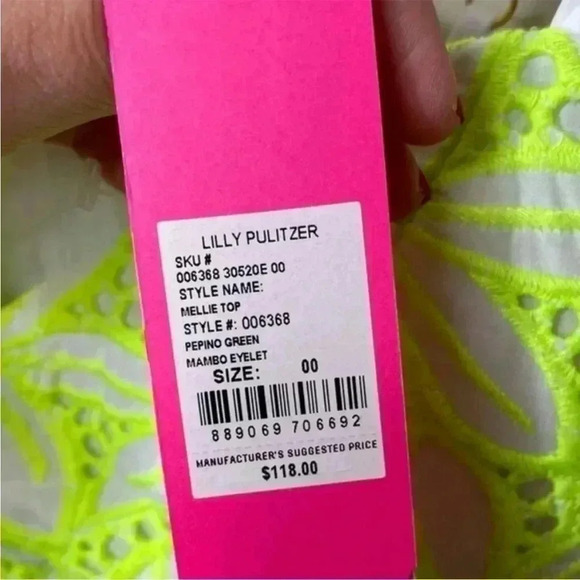 Lilly Pulitzer Neon Green Mellie Eyelet Tank Top - Picture 7 of 7